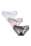 EXCEI Femme Slips 3 pièces Sexy Dentelle Culotte Femmes Slips Transparent Taille Basse sous-vêtement évider Pansement sous-vê