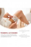 HYCYYFC Ceinture Femme 1 Paire de jarretières de mariée de Mariage jarretières Florales de mariée Bandes de Jambe en Dentelle