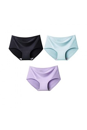 PBLCYUT 3 pièces/lot Pauvre sans Couture Plus Taille 4XL Pagnées de Soie Solide for Femmes Briefes de sous-vêtements féminins