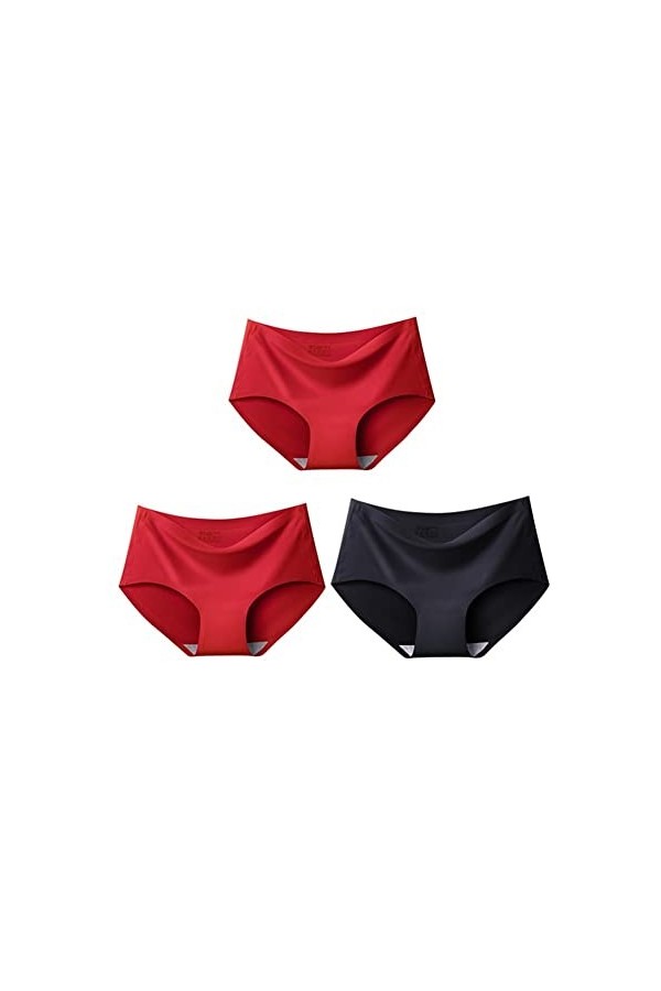 PBLCYUT 3 pièces/lot Pauvre sans Couture Plus Taille 4XL Pagnées de Soie Solide for Femmes Briefes de sous-vêtements féminins