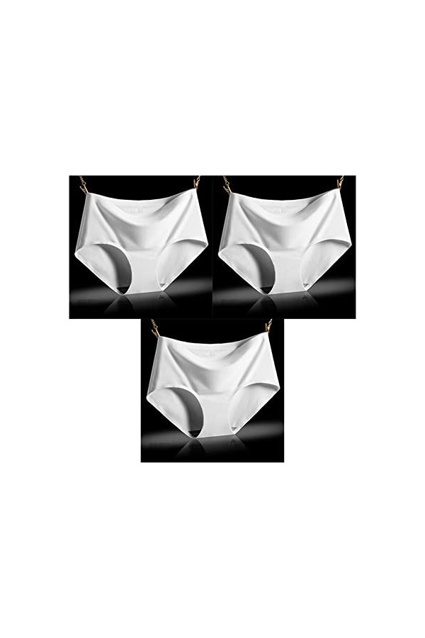 PBLCYUT 3 pièces/lot Pauvre sans Couture Plus Taille 4XL Pagnées de Soie Solide for Femmes Briefes de sous-vêtements féminins