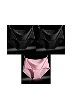 PBLCYUT 3 pièces/lot Pauvre sans Couture Plus Taille 4XL Pagnées de Soie Solide for Femmes Briefes de sous-vêtements féminins