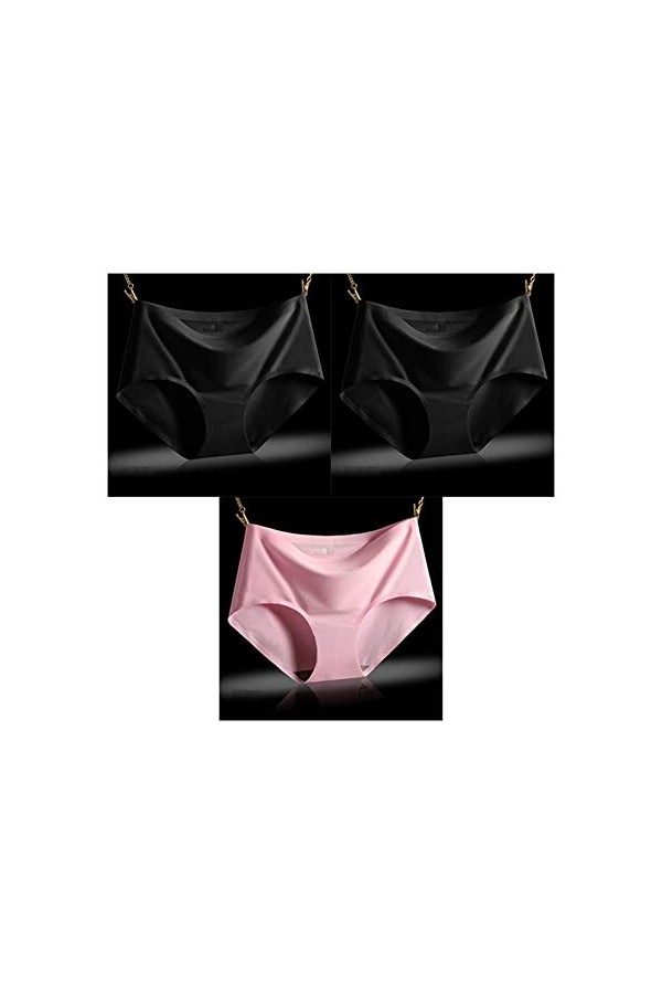 PBLCYUT 3 pièces/lot Pauvre sans Couture Plus Taille 4XL Pagnées de Soie Solide for Femmes Briefes de sous-vêtements féminins