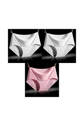 PBLCYUT 3 pièces/lot Pauvre sans Couture Plus Taille 4XL Pagnées de Soie Solide for Femmes Briefes de sous-vêtements féminins