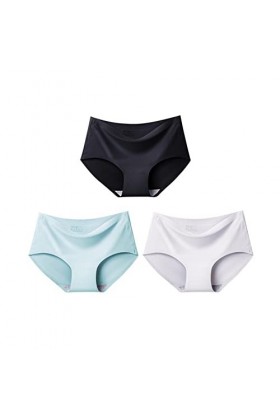 PBLCYUT 3 pièces/lot Pauvre sans Couture Plus Taille 4XL Pagnées de Soie Solide for Femmes Briefes de sous-vêtements féminins