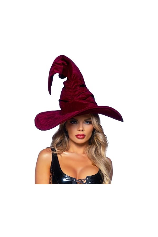 Leg Avenue - Velvet ruched witch hat, Taille Unique Bourgogne 