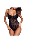 UIVHLW Lingerie Boudoir Corset Vêtement De Nuit pour Femme Col en V sous-&nbsp;&nbsp;&nbsp;Vêtement Transparent Maille Dentelle Costumes