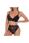 UIVHLW Nuisette Extensible Ensembles De Soutien-Gorge pour Femmes Dentelle Perspective Maille Vêtements Brodés Floraux