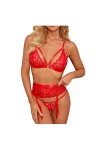 UIVHLW Lingerie Boudoir Czerwony Haft Koronkowy Ensembles De Soutien-Gorge pour Femme
