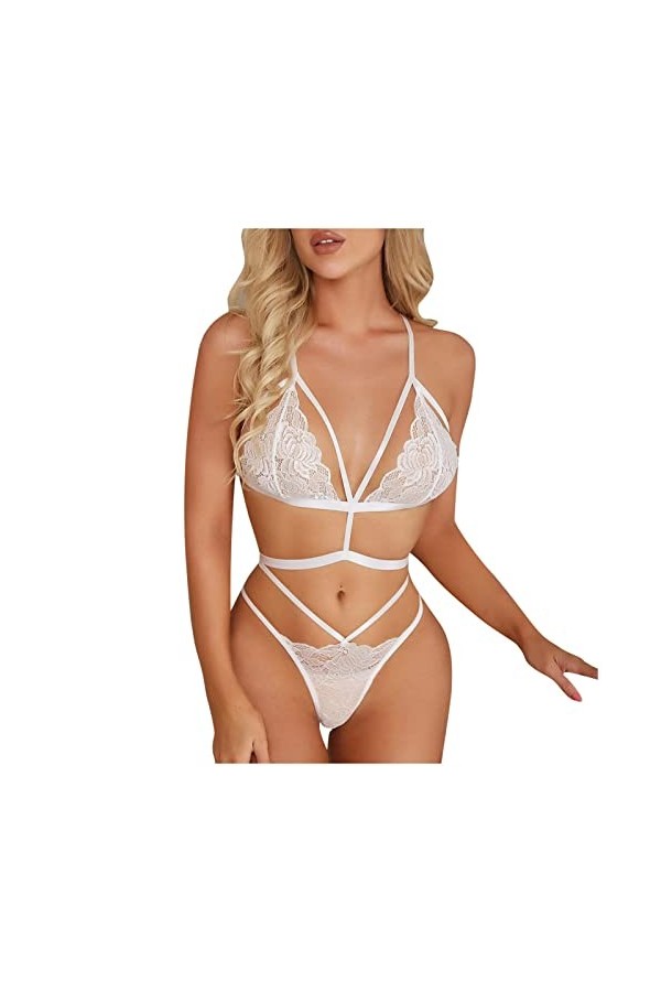 UIVHLW Body Perspective Évider Les sous-Vêtements Féminins en Dentelle Voir À Travers Les Vêtements en Maille