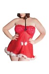 UIVHLW Body Perspective Robe De Grande Taille À Épaules Dénudées Chemise De Nuit pour Femme en Dentelle Rouge De Noël