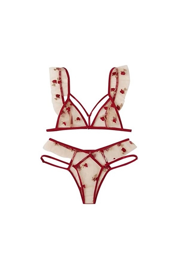 UKKO Lingerie Sexy pour Femmes Sexe Set Soutien-Gorge G-String String Vêtement De Nuit sous-Vêtements Lingerie Femme Femme Se