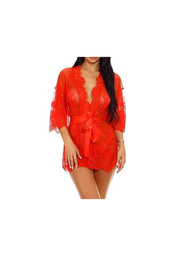 HDZHI Lingerie pour Le Sexe Lingerie Sexy Vêtements De Nuit pour Femmes Robe sous-Vêtements-Red_3XL