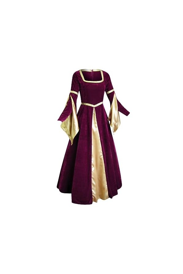 KBOPLEMQ Vêtements médiévaux pour femme en satin - Robe gothique rétro - Costume de princesse - Robe victorienne Renaissance 