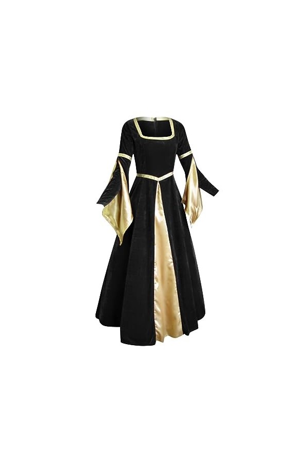 KBOPLEMQ Vêtements médiévaux pour femme en satin - Robe gothique rétro - Costume de princesse - Robe victorienne Renaissance 