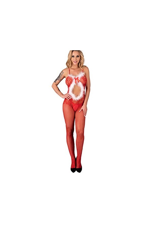 Selente Love & Fun Robe de Noël séduisante avec bandeau en satin pour les yeux Fabriqué en UE Bleu L/XL