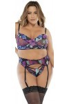 Mapalé by Espiral Lot de 3 pièces 8770 Ensemble de Lingerie, Imprimé Floral Black Dream, 1X/2X Femme