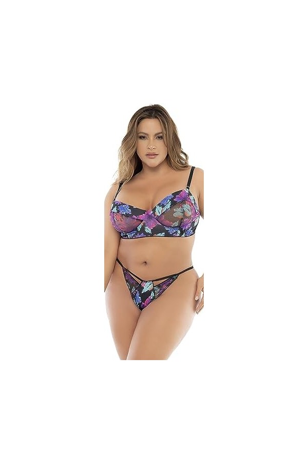 Mapalé by Espiral Lot de 3 pièces 8770 Ensemble de Lingerie, Imprimé Floral Black Dream, 1X/2X Femme