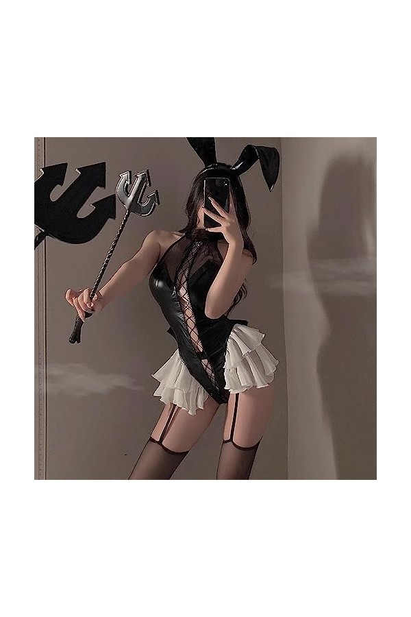 SNOMYRS Body sexy en maille avec motif de lapin - Taille plus