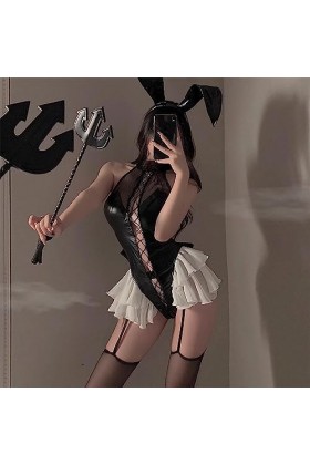 SNOMYRS Body sexy en maille avec motif de lapin - Taille plus