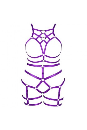 BBOHSS Femmes Bretelles Punk Soutien - Gorge Plus Taille élégant évidé sans Tasse Garter Set Gothique Halloween Carnaval Danc