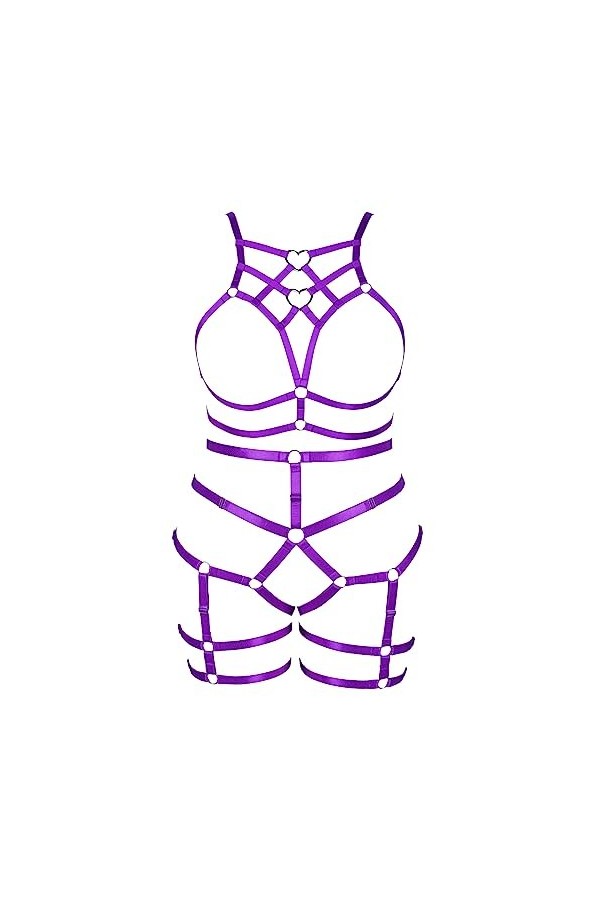 BBOHSS Femmes Bretelles Punk Soutien - Gorge Plus Taille élégant évidé sans Tasse Garter Set Gothique Halloween Carnaval Danc