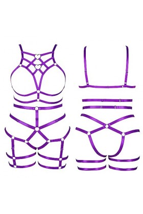 BBOHSS Femmes Bretelles Punk Soutien - Gorge Plus Taille élégant évidé sans Tasse Garter Set Gothique Halloween Carnaval Danc