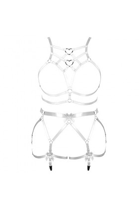 BBOHSS Femmes Bretelles Punk Soutien - Gorge Plus Taille élégant évidé sans Tasse Garter Set Gothique Halloween Carnaval Danc
