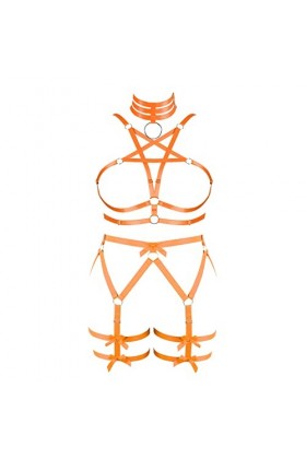 Femmes Bretelles Pentagramme Soutien - Gorge Grande Taille évidée Mode Garter Bra Set Punk Gothique Carnaval Halloween Costum