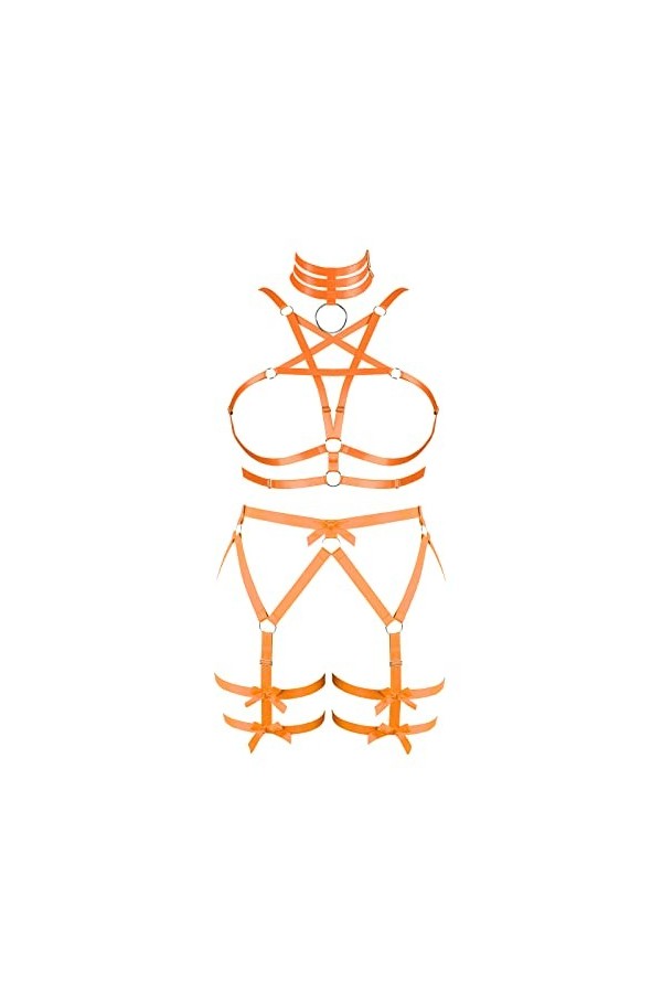 Femmes Bretelles Pentagramme Soutien - Gorge Grande Taille évidée Mode Garter Bra Set Punk Gothique Carnaval Halloween Costum