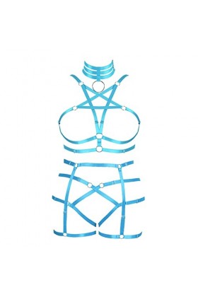 Femmes Bretelles Pentagramme Soutien - Gorge Grande Taille évidée Mode Garter Bra Set Punk Gothique orgie Halloween Party Cos