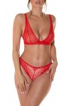 Koucla Dentelle Triangle Lingerie Combiné Transparent, Noir , L