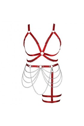 JMMHSS Harnais de corps grande taille pour femmes Lingerie Gothique Porte-jarretelles Ensemble Strappy Frame Hollow Out Hallo