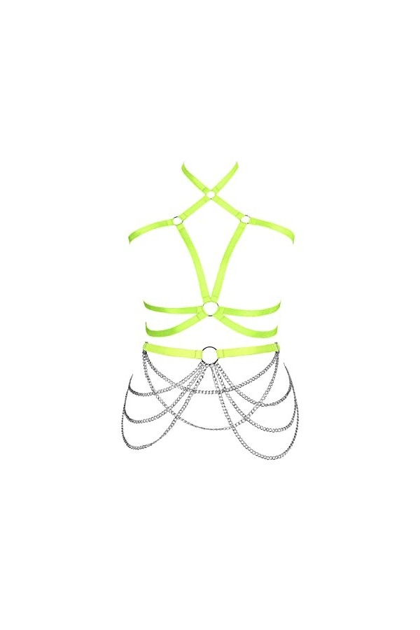 JMMHSS Grande taille jarretière dodue ensemble harnais de corps pour femmes Lingerie Punk grande taille Festival Rave gothiqu