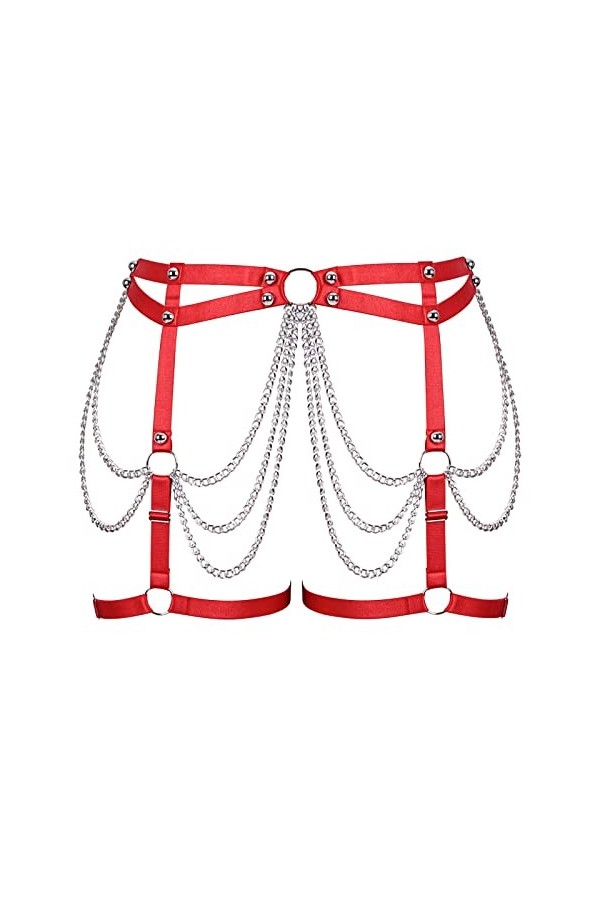 BANSSGOTH Grande Taille Femmes Harnais jarretière Jambe Ceinture élastique jarretelle Taille chaîne Cuisse jarretière Hallowe