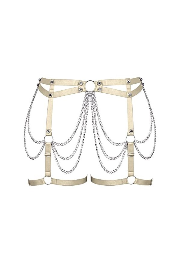 BANSSGOTH Grande Taille Femmes Harnais jarretière Jambe Ceinture élastique jarretelle Taille chaîne Cuisse jarretière Hallowe