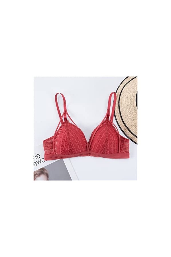 PBLCYUT Bras de Dentelle Florale for Femmes Lingerie Sexy beauté Dos Profond v Bralette Fil Gratuit sous-vêtements Minces Pus
