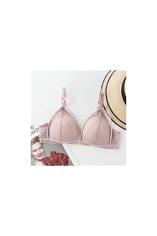 PBLCYUT Bras de Dentelle Florale for Femmes Lingerie Sexy beauté Dos Profond v Bralette Fil Gratuit sous-vêtements Minces Pus