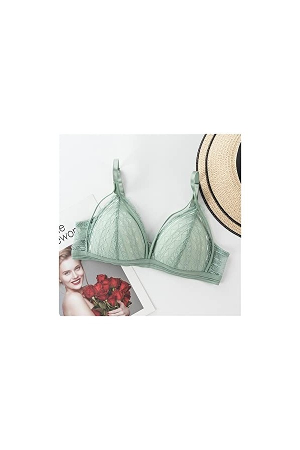 PBLCYUT Bras de Dentelle Florale for Femmes Lingerie Sexy beauté Dos Profond v Bralette Fil Gratuit sous-vêtements Minces Pus