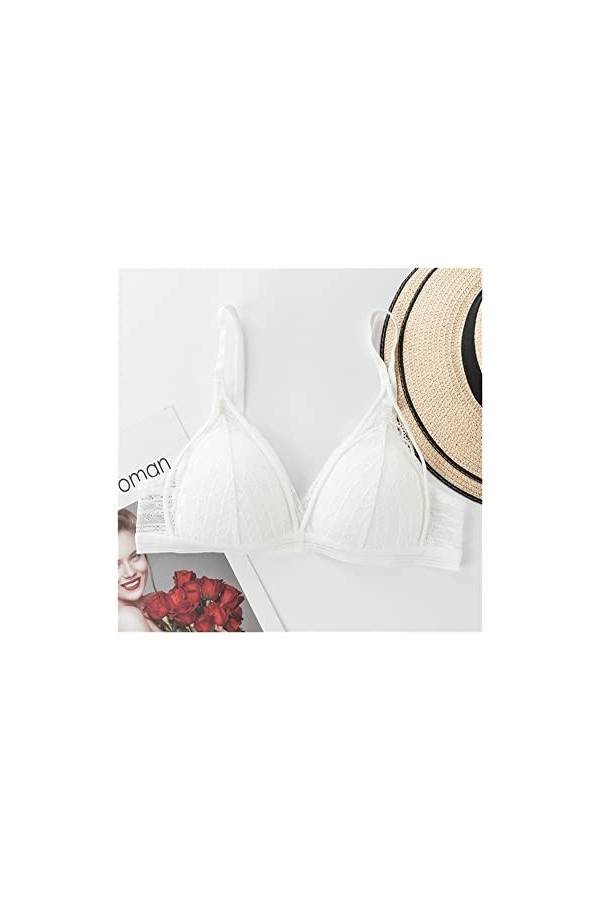 PBLCYUT Bras de Dentelle Florale for Femmes Lingerie Sexy beauté Dos Profond v Bralette Fil Gratuit sous-vêtements Minces Pus