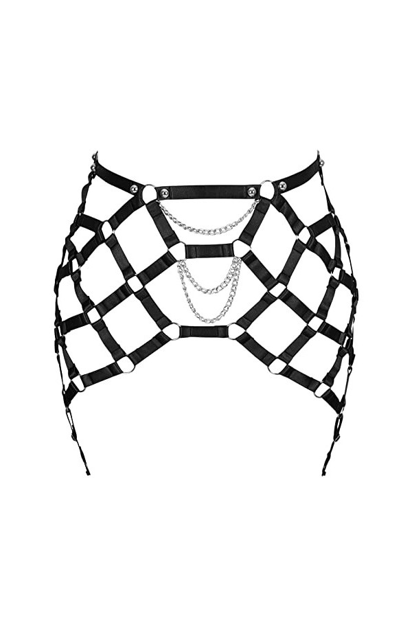 BANSSGOTH Femmes grande taille jambe jarretière pleine Cage harnais bas jarretières taille haute évider Halloween Rave vêteme