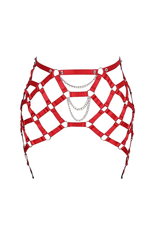 BANSSGOTH Femmes grande taille jambe jarretière pleine Cage harnais bas jarretières taille haute évider Halloween Rave vêteme