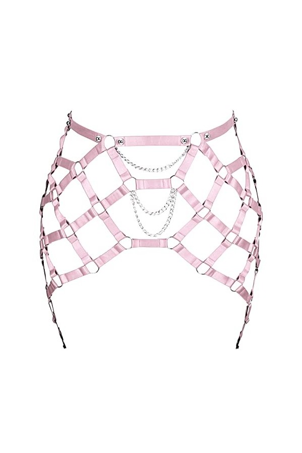 BANSSGOTH Femmes grande taille jambe jarretière pleine Cage harnais bas jarretières taille haute évider Halloween Rave vêteme