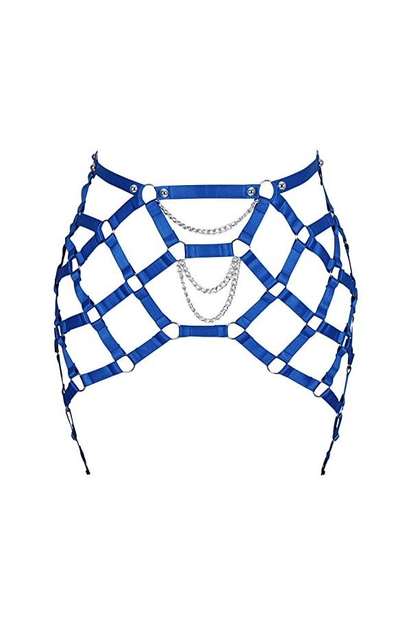 BANSSGOTH Femmes grande taille jambe jarretière pleine Cage harnais bas jarretières taille haute évider Halloween Rave vêteme