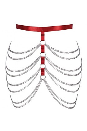 BANSSGOTH Femmes grande taille jarretière jambe Cage harnais taille chaîne taille haute corps évider Punk Halloween Rave vête