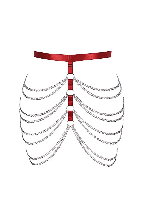 BANSSGOTH Femmes grande taille jarretière jambe Cage harnais taille chaîne taille haute corps évider Punk Halloween Rave vête