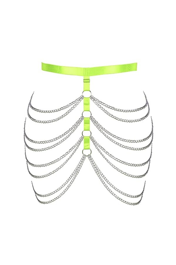 BANSSGOTH Femmes grande taille jarretière jambe Cage harnais taille chaîne taille haute corps évider Punk Halloween Rave vête