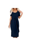 Robe Femme Soiree Robe Mi-Longue Noué en Coupe Slim pour Femmes, Robe Sexy à Manches Courtes et à Col Rond de Couleur Unie Vi