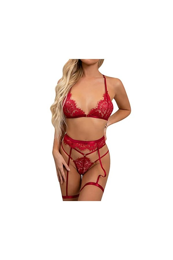 UIVHLW Coquinelingerie V-Cou Jarretière Lingerie sous-Vêtements Féminins Costumes en Dentelle