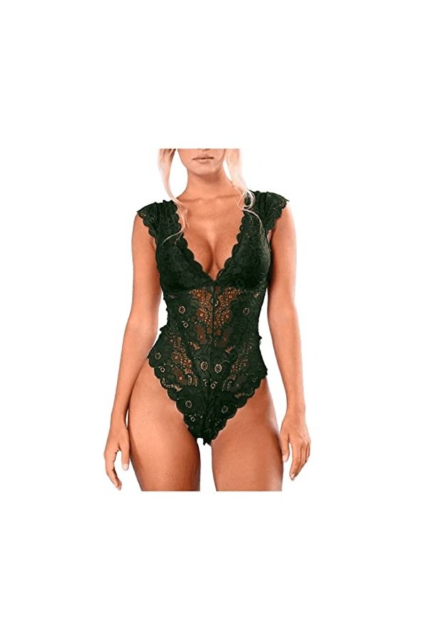 UIVHLW Nuisette Nuisette V-Cou Dentelle Voir À Travers Les sous-Vêtements Féminins Évider Les Vêtements